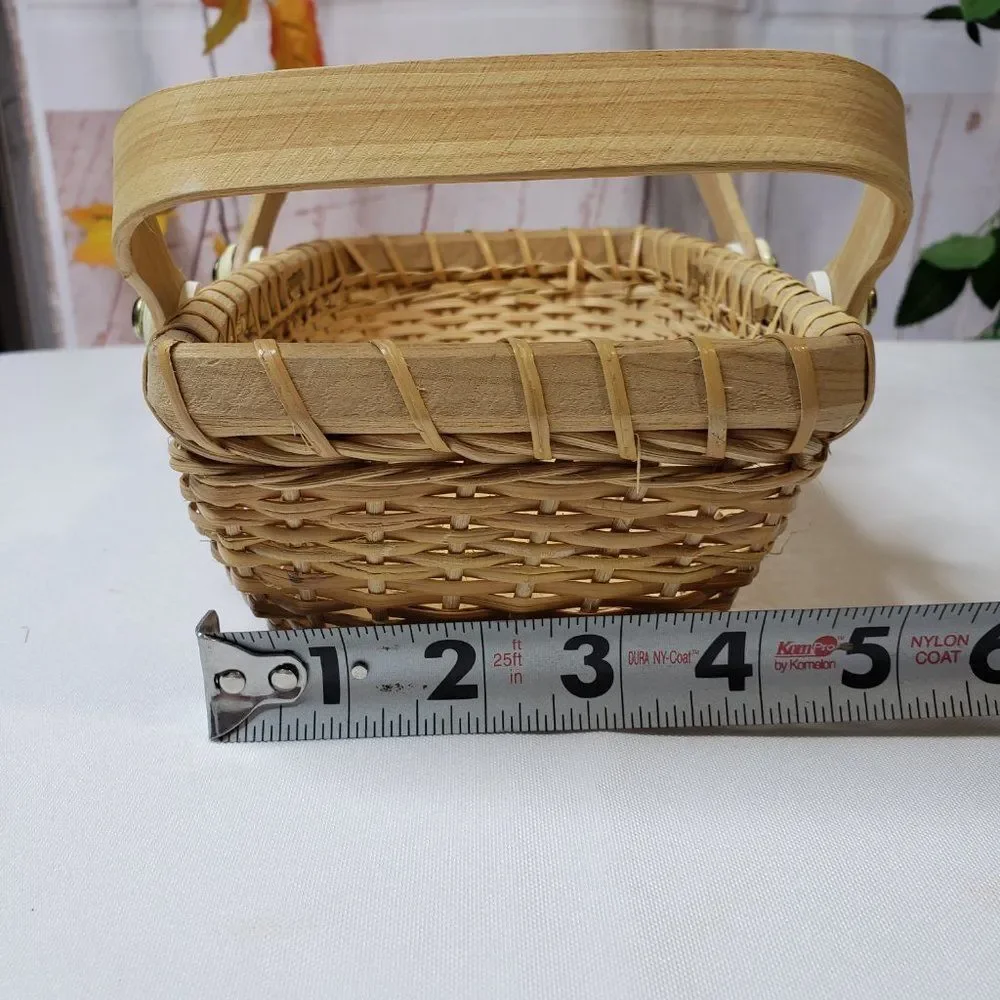 Small Rectangular Rattan Storage Basket w/ Handles Natural Blonde Coastal Decor